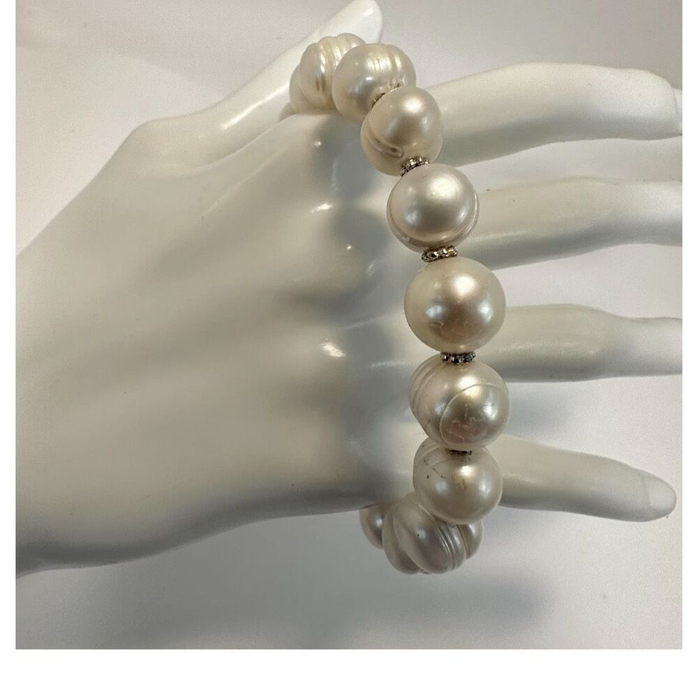 Sterling silver fresh water  pearl wrap bracelet - Picture 7 of 8